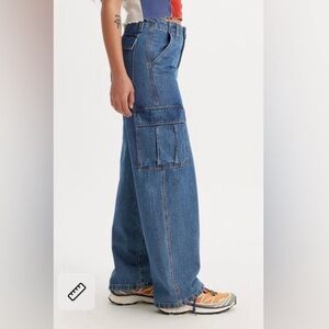 LEVI’S '94 Baggy Cargo Mid-Rise Denim Jeans In Dark Blue Women’s Size 31